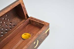 Handmade Wooden <b>Incense</b> <b>Stick</b> <b>Holder</b>/Burner - Pack of 2 Rosewood <b>Incense</b> <b>Stick</b> Box Leaf Carved Ying Yang <b>Incense</b> Cone <b>Holder</b> - Product Image 6