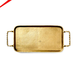 Bandejas Metálicas de Diseño Elegante con Asa, Forma Rectangular, Doradas, para Servir Alimentos en Hoteles y Bodas - Product Image 1