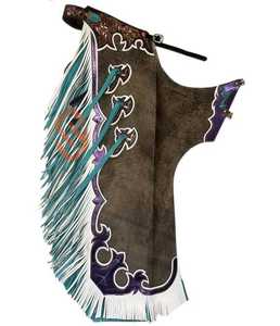 Professional Rodeo Leather Full Chaps with Chinks Handmade Fringe Detailing and Reinforced <b>Snap</b> Closures Cowboy Ranch Riding - Product Image 6