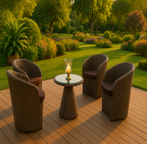 Ensemble de meubles de jardin en rotin imperméable de luxe, design rond moderne pour jardin, villa, cour et appartement - Product Image 4