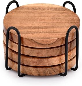 Premium Natural Wooden Coasters Set with Smooth Finish for Elegant Home Dining <b>Table</b> <b>Protection</b> and Modern Decor Styling - Product Image 1