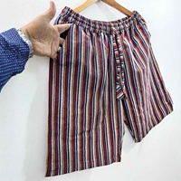 Conjunto de Camisa y Pantalón Corto de Algodón Tejido a Mano, Ecológico, Ligero y Moderno para Niñas, con Rayas, para Uso Diario y Viajes