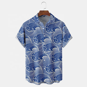 T-shirt imprimé pour homme, col rond, manches courtes, 100% coton, coupe ample, style hawaïen, idéal pour l'été, vente en gros à prix réduit - Product Image 1