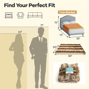 Coperta in Morbido Pile Corallo con Fodera in Micro Mink, Doppio Lato, 760GSM, Effetto Pelliccia di Procione, 152x203cm, 80% Poliestere 20% Cotone - Product Image 4