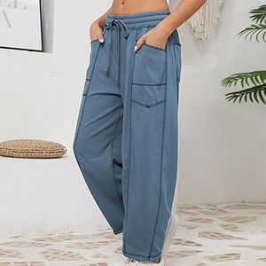Women Trend Cargo Pants Wide Leg Sweatpants High Waist <b>Drawstring</b> Casual Loose Fit Streetwear - Product Image 2