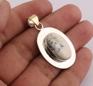 Natural Black Onyx Bezel Setting Charms 925 Sterling Silver Jewelry <b>Tree</b> Pattern Vintage Style Moss <b>Necklace</b> - Product Image 4