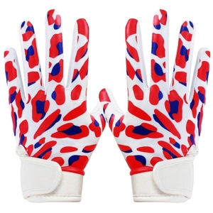 Gants de football américain personnalisés OEM à doigts entiers, en cuir synthétique respirant, avec grip adhésif et fermeture auto-agrippante, unisexes - Product Image 2