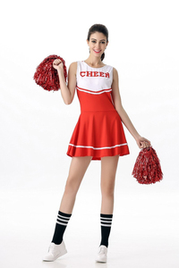Robe de cheerleading sans manches bleue, ensemble jupe uniforme de cheerleading, tenue d'entraînement et de spectacle pour filles - Product Image 6