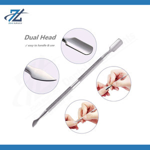 Pousse-cuticules professionnel en acier inoxydable à double extrémité avec manche en plastique, outil de manucure et pédicure pour le soin des ongles - Product Image 2