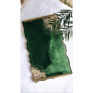 Custom Luxury Geode Epoxy Resin Serving Tray With Gold Handles <b>Black</b> and White Agate Decorative Jewelry <b>Vanity</b> Platter For Sale - Product Image 3