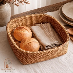 Cesta de Almacenamiento de Mimbre de Estilo Vintage Ecológica con Asas para Uso en la Cocina, Multiusos, 50x40x30cm - Product Image 3
