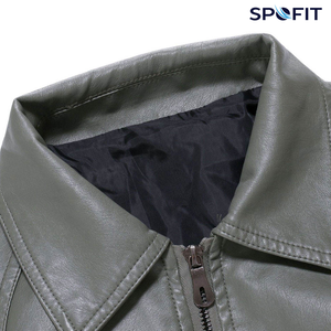 High Quality Custom Leather <b>Jackets</b> High Street Men's <b>Winter</b> Stand Zipper Front Cow Skin Non woven Fabric <b>Waterproof</b> Breathable - Product Image 2