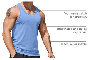 Débardeur côtelé extensible sans manches pour homme – Doux, confortable, idéal pour l'entraînement sportif, la gym, l'été et les loisirs - Product Image 5