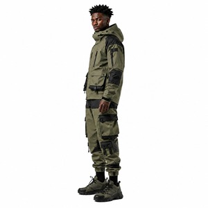 Conjunto de Chándal Táctico Techwear, Chaqueta Impermeable y Pantalones Cargo, Ropa Urbana para Exteriores, Fabricante OEM Personalizado - Product Image 3