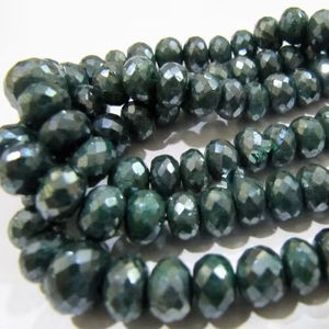 Cuentas facetadas de esmeralda natural tipo rondelle, cuentas de silverita, tamaño de 6 a 8 mm, hebra de 8 pulgadas. - Product Image 3