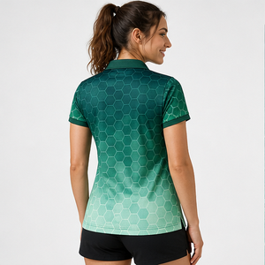 Polo Personalizado para Mujer con Degradado Esmeralda Menta, de Secado Rápido, Transpirable, Manga Corta, Uniforme de Golf de Alto Rendimiento WPS-0758 - Product Image 4