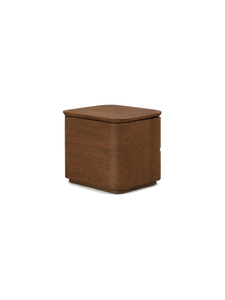 Modern High Quality Teak with <b>Dark</b> Brown Walnut Finishing <b>Wooden</b> Nightstand 2 Drawers Rounded Corner Storage <b>Bedside</b> <b>Table</b> - Product Image 6