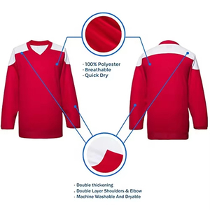 Maillot de hockey sur glace d'hiver imprimé, 100 % polyester, respirant, personnalisable avec nom d'équipe, service OEM, faible MOQ, confortable, pour hommes - Product Image 6