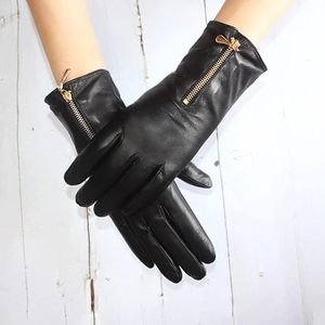 Women's <b>Gloves</b> Leather Lined Zipper Outdoor fashion <b>Gloves</b> - Product Image 2