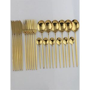 Service de couverts moderne noir mat et or, ensemble de luxe en acier inoxydable, vaisselle durable pour hôtel, mariage, restaurant, traiteur - Product Image 2
