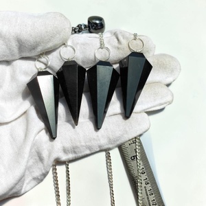Natural Black Tourmaline Crystal Pendulum for Divination Chakra Balancing Reiki Meditation Spiritual Gift Wholesale - Product Image 1