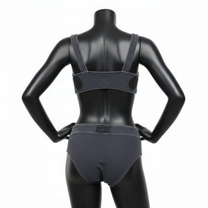 Conjunto de Bikini Premium para Mujer, Poliéster GSM con Spandex, Color Gris Oscuro y Negro, Estilo Panel, Logotipo con Parche de Goma, Conjunto de Bikini Personalizado para Mujer - Product Image 2