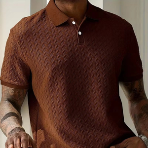 เสื้อถักแฟชั่นพรีเมียมสำหรับผู้ชาย แขนสั้น ระบายอากาศได้ดี สวมใส่สบาย เหมาะสำหรับกอล์ฟ รับผลิตแบบ OEM/ODM - Product Image 1