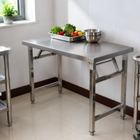 Table de travail pliante en acier inoxydable de qualité commerciale, table de préparation de cuisine robuste avec pieds réglables pour restaurant