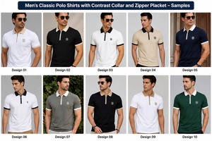 Camiseta Polo Blanca Premium para Hombre con Cuello en Contraste Negro y Cierre de Cremallera - Product Image 5