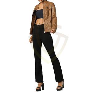 เสื้อโค้ทหนัง PU ผู้หญิงแบบกำหนดเองได้ ขายดี รุ่นใหม่ล่าสุด แจ็คเก็ตหนังแท้ผู้หญิง - Product Image 5