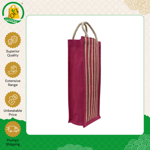 Fabricant indien vendant des sacs à vin en jute personnalisés avec impression rayée de bonne qualité pour usage professionnel à bas prix - Product Image 2