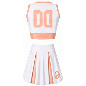 Ensemble uniforme de cheerleading sans manches sublimé pêche clair, haut et jupe pour équipe sportive, tenue de sport pour entraînement, performance et compétition - Product Image 2