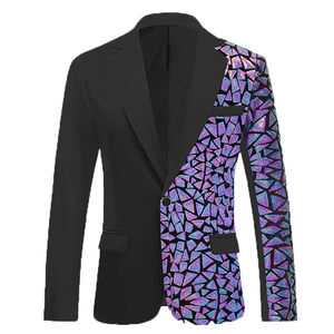 Blazer patchwork pour homme, blazers décontractés pour homme - Product Image 5