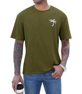 Camiseta de manga corta para hombre, 100% algodón, tejido transpirable, diseño liso, cuello redondo, corte holgado, camiseta de verano - Product Image 2