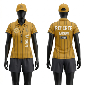 Maillot d'arbitre de lacrosse pour femmes, tissu polyester respirant 180 GSM, couleurs orange et bleu marine, impression par sublimation, logo personnalisé - Product Image 4