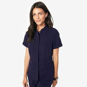 Haut de blouse médicale classique, uniforme d'infirmière d'hôpital, tissu extensible flexible, col en V, vêtements de travail unisexes - Product Image 1