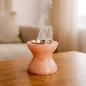 Brûleur d'encens en bois d'acacia avec finition métallique, design laser fantaisie, porte-encens en métal, prix abordable, porte-encens artisanal pour la maison - Product Image 3