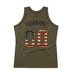 Maillot de basket vintage vert olive personnalisé, imprimé drapeau américain étoiles et rayures, style tactique, séchage rapide, en maille, pour l'entraînement - Product Image 3