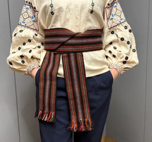 เข็มขัดผ้าทอสไตล์วินเทจ เข็มขัดคาดเอวยาวสำหรับเทศกาลและชุดแต่งกาย - Product Image 1