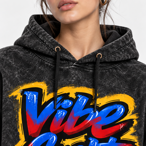 New 2027 Women Acid Wash Hoodies Custom Design Low Price Breathable Long Sleeve <b>Vintage</b> <b>Oversized</b> Streetwear Pullover <b>Sweatshirt</b> - Product Image 5
