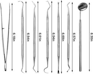เครื่องมือขูดหินปูนสุนัขแบบสองหัว ทำจากสแตนเลส 7 ชิ้น - Product Image 4