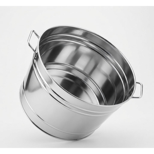 Seau à glace galvanisé en métal avec poignées, bac à boissons, panier refroidisseur de vin et de bière style ferme pour événements, fêtes et fournitures de traiteur - Product Image 2