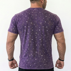 Heavyweight Cotton With Logo Rhinestone Men Women Distressed T-shirt <b>Tshirt</b> Dtg Print Oversize Custom Vintage Acid Wash T Shirt - Product Image 6