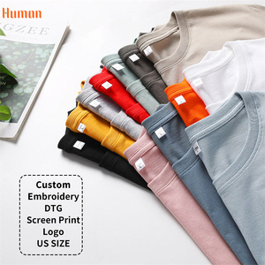 T-shirt décontracté en coton 100% tricoté 280 g/m², coupe oversize, épais, col rond, épaules tombantes, personnalisable avec logo sur le devant pour homme - Product Image 1