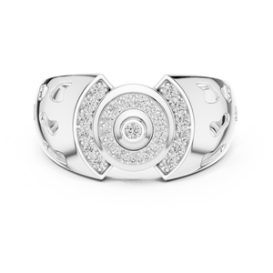 REGAL SHIELD LAB GROWN DIAMOND <b>RING</b> <b>SET</b> in 18KT SOLID WHITE <b>Gold</b> with SIDE STONE BRILLIANT CUT Engagement Wedding DAILY for MEN - Product Image 1