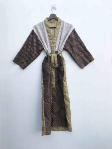 Kimono de seda india vintage con cinturón para mujer, túnica maxi, ropa de dormir, para damas de honor, maternidad, bohemio, bata de baño, vestido de verano suave con abertura frontal - Product Image 2