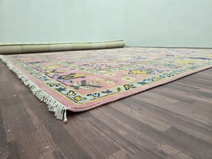 พรมทอมือที่มีคุณภาพสูงสีชมพูลายดอกไม้สไตล์โอเรียนเต็ลพรมสไตล์วินเทจโบฮีเมียนสำหรับห้องนั่งเล่นเด็ก - Product Image 3