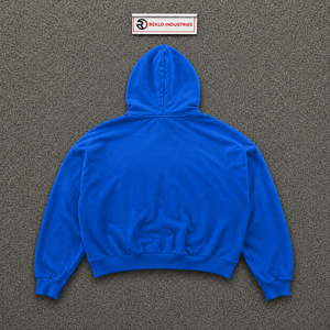 เสื้อฮู้ดซิปผู้ชายสีน้ำเงินคุณภาพสูง พิมพ์ลายหัวใจ ทรงโอเวอร์ไซส์ สตรีทแวร์ ผ้าฝ้ายเฟรนช์เทอร์รี่ ทรงปกติ ใส่ได้ในฤดูใบไม้ร่วง - Product Image 6