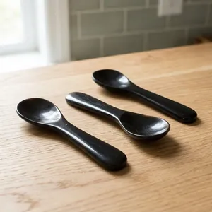 Cuillère à salade en corne de buffle naturelle, cuillère à salade artisanale polie pour la cuisine, la table à manger, le restaurant - Product Image 6
