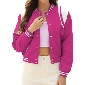 Vestes varsity courtes pour femmes, tricotées, logo personnalisé, broderie chenille, coupe-vent, imperméables, respirantes - Product Image 1
